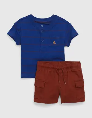 Baby Stripe Cargo Outfit Set blue