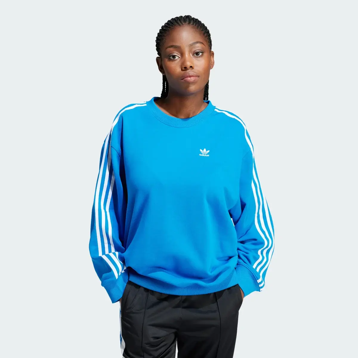 Adidas Sweat-shirt col rond oversize 3 bandes. 2