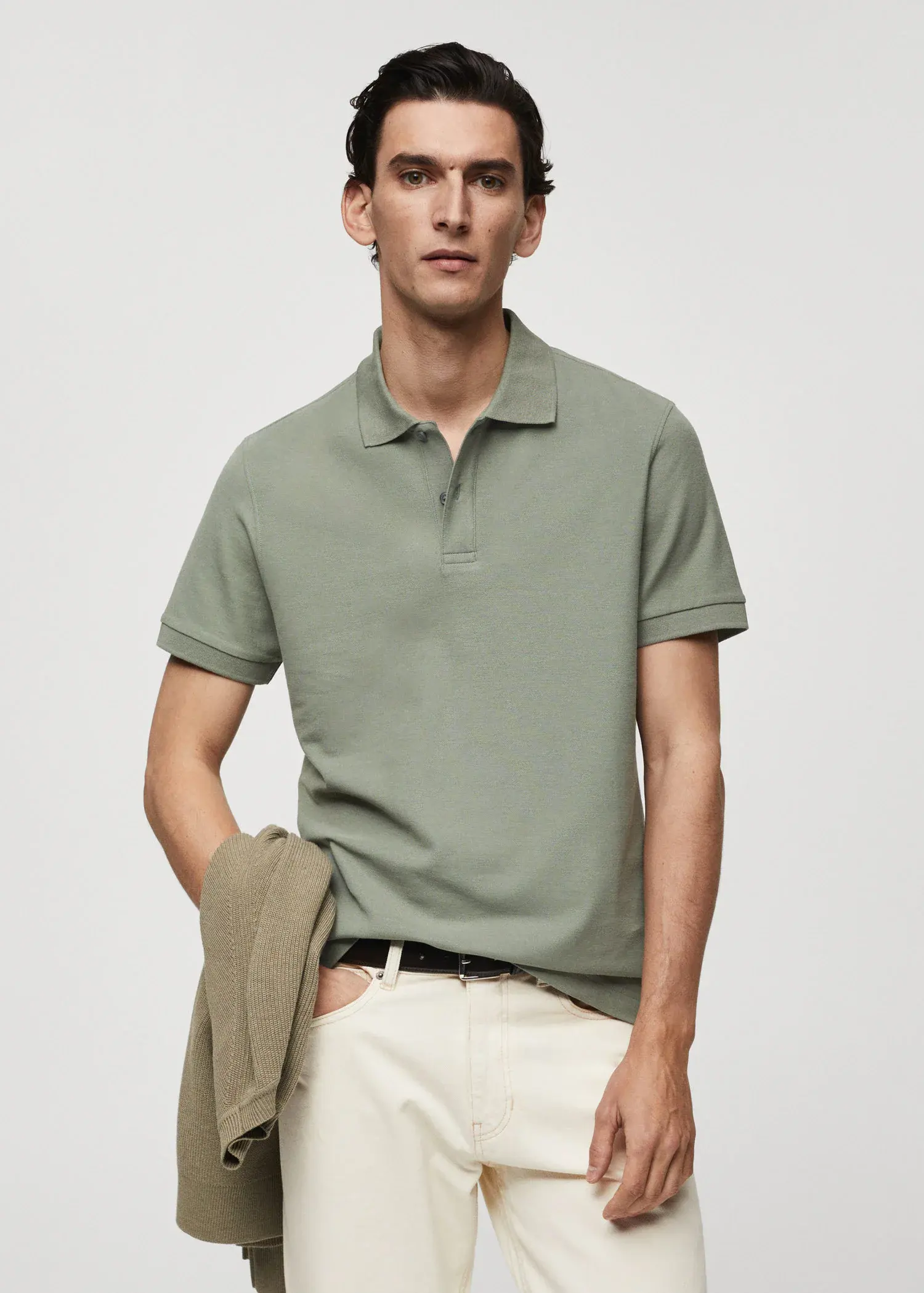 Mango 100% cotton pique polo shirt. 1