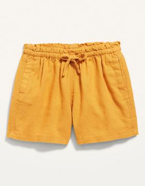 Old Navy Paperbag-Waist Linen-Blend Pull-On Shorts for Toddler Girls yellow