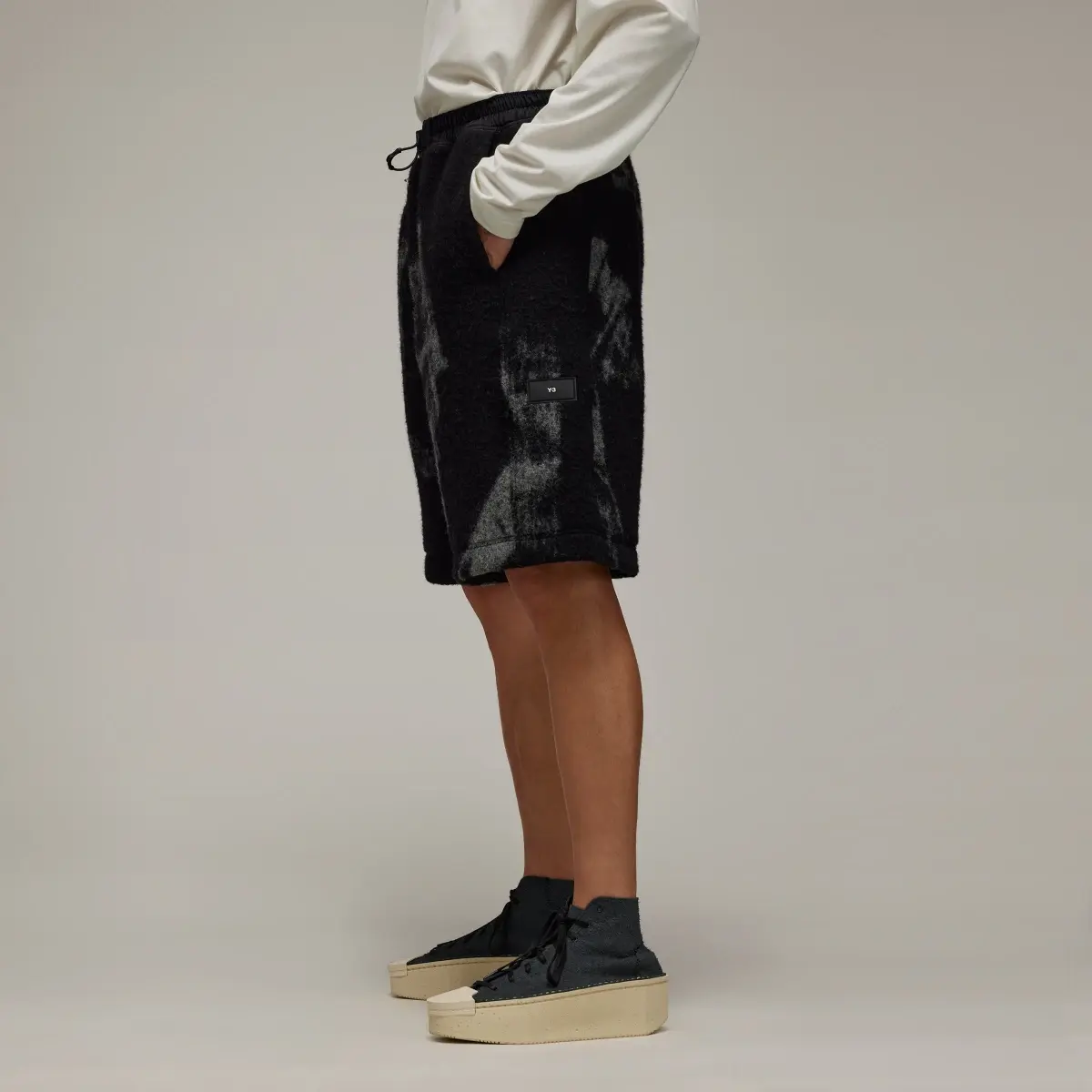 Adidas Y-3 Fuzzy Fleece Shorts. 2