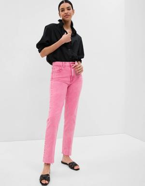 High Rise Cheeky Straight Jeans pink