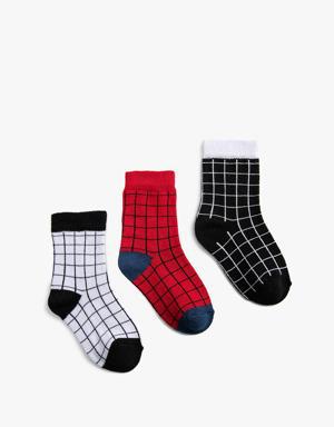 3’lü Çok Renkli Geometrik Baskılı Çorap Seti