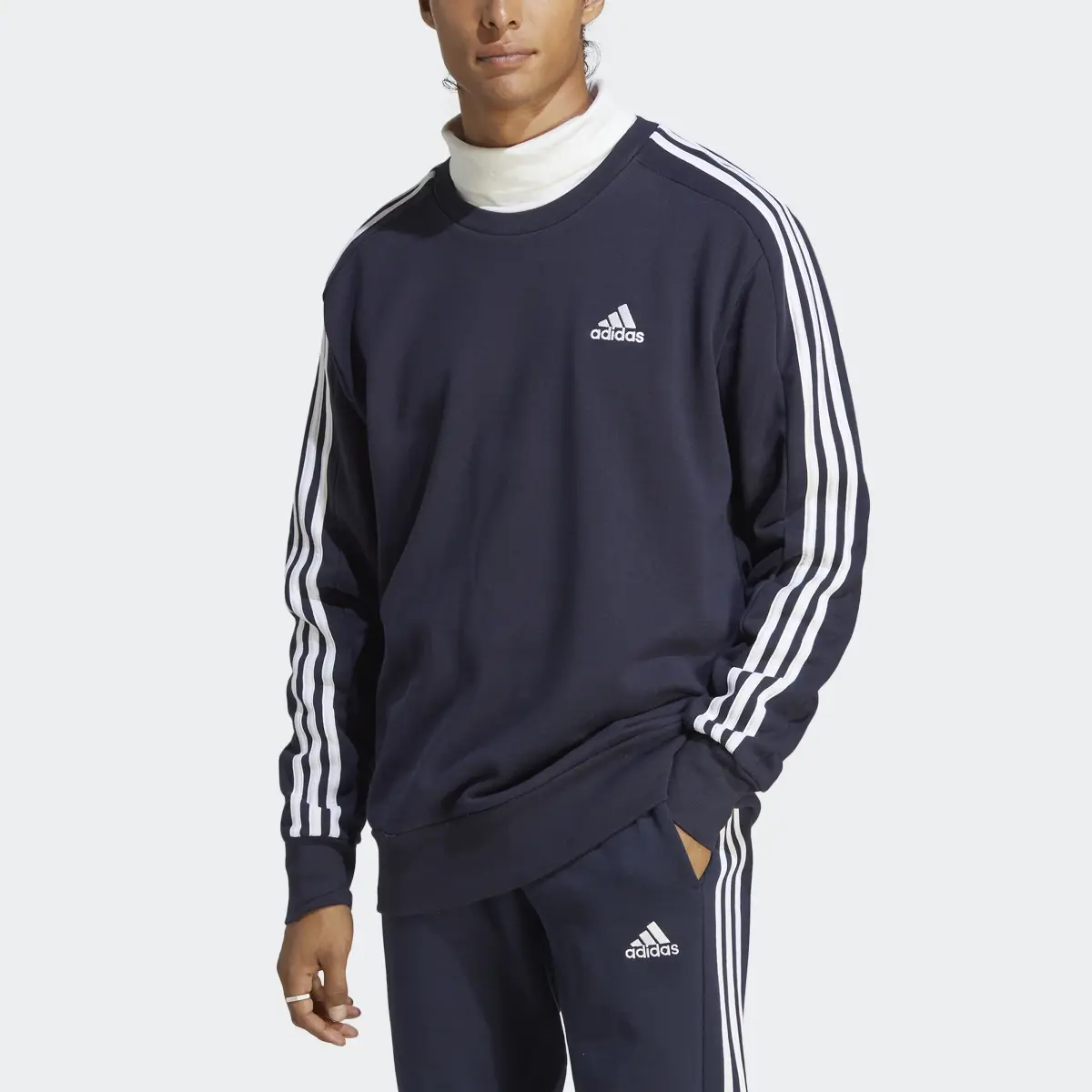 Adidas Sweat-shirt à 3 bandes en molleton Essentials. 1