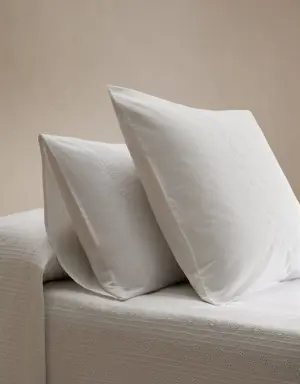 Funda de almohada algodón bordado floral 60x60cm