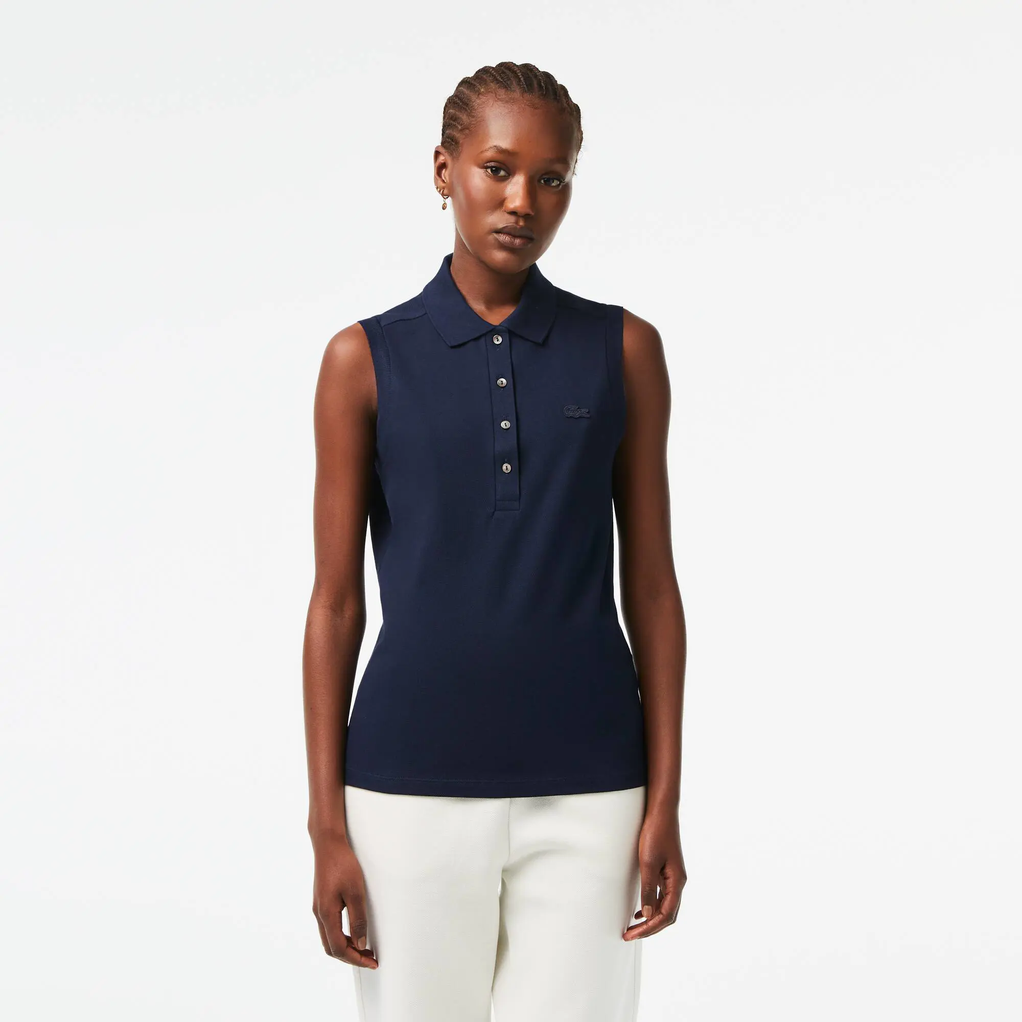 Lacoste Women's Slim Fit Cotton Piqué Sleeveless Polo. 1