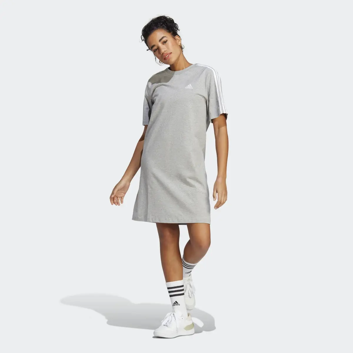 Adidas Essentials 3-Stripes Single Jersey Boyfriend Tee Dress. 2