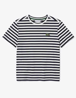 Women's Lacoste Loose Fit Striped Cotton Jersey T-Shirt