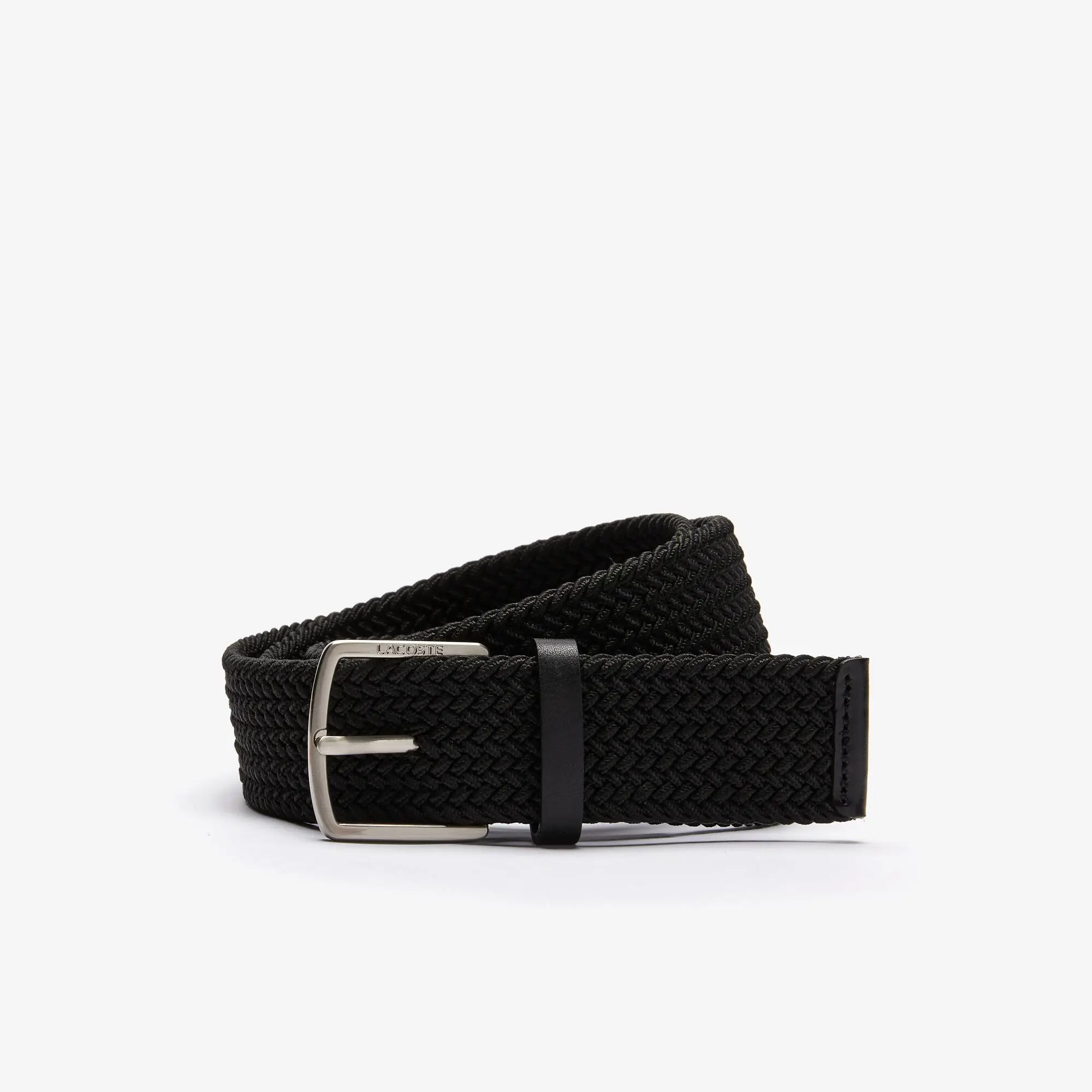 Lacoste Cintura da uomo in maglia elasticizzata con fibbia con incisione Lacoste. 1