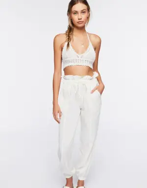 Forever 21 Drawstring Paperbag Pants Vanilla