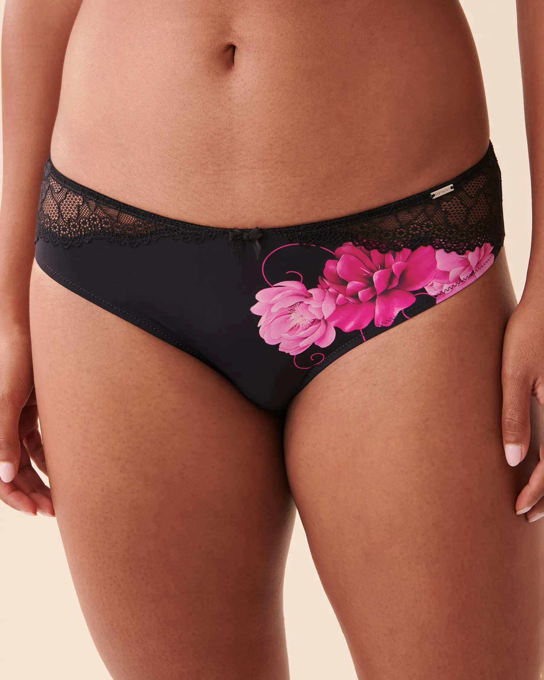 La Vie en Rose Microfiber and Lace Cheeky Panty. 1