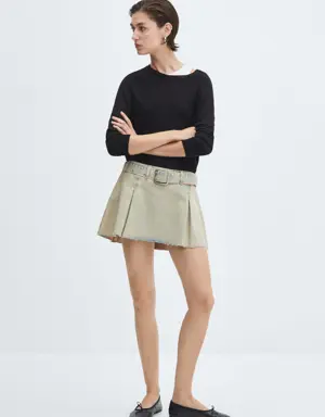 Denim mini-skirt with belt