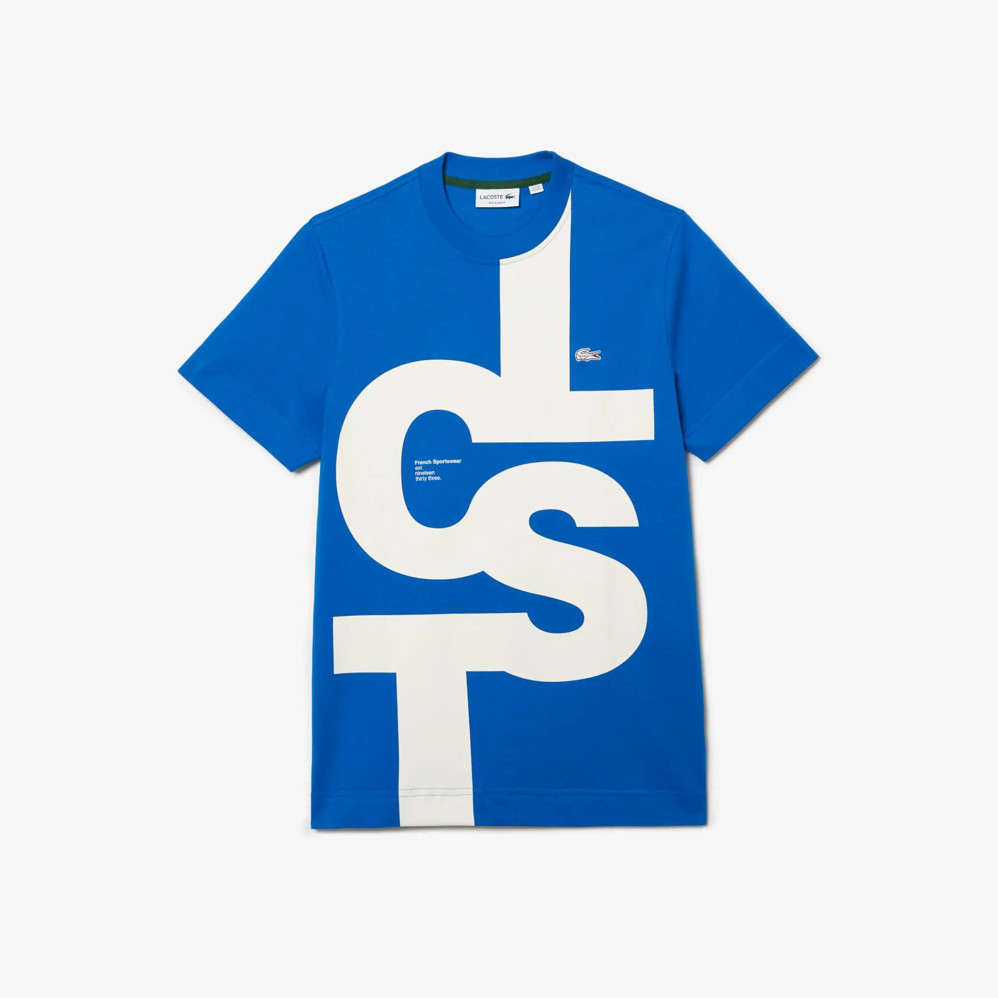 Lacoste Playera de algodón con letras de contraste de ajuste regular para hombre. 2