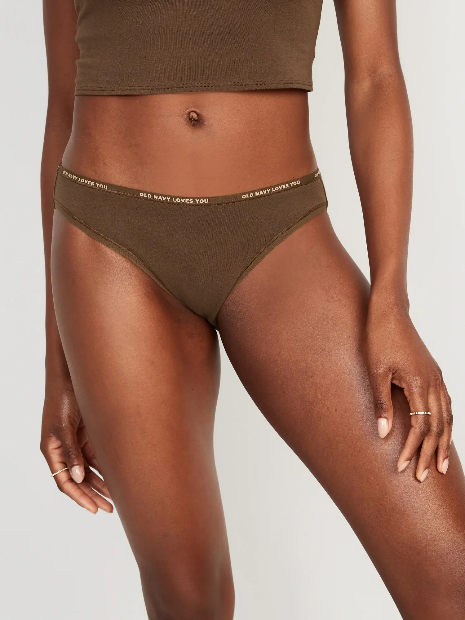 Old Navy High-Waisted Logo Graphic Bikini Underwear for Women brown. 1