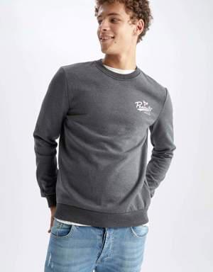 Snoopy Slim Fit Bisiklet Yaka Geri Dönüşümlü İçi Yumuşak Tüylü Sweatshirt