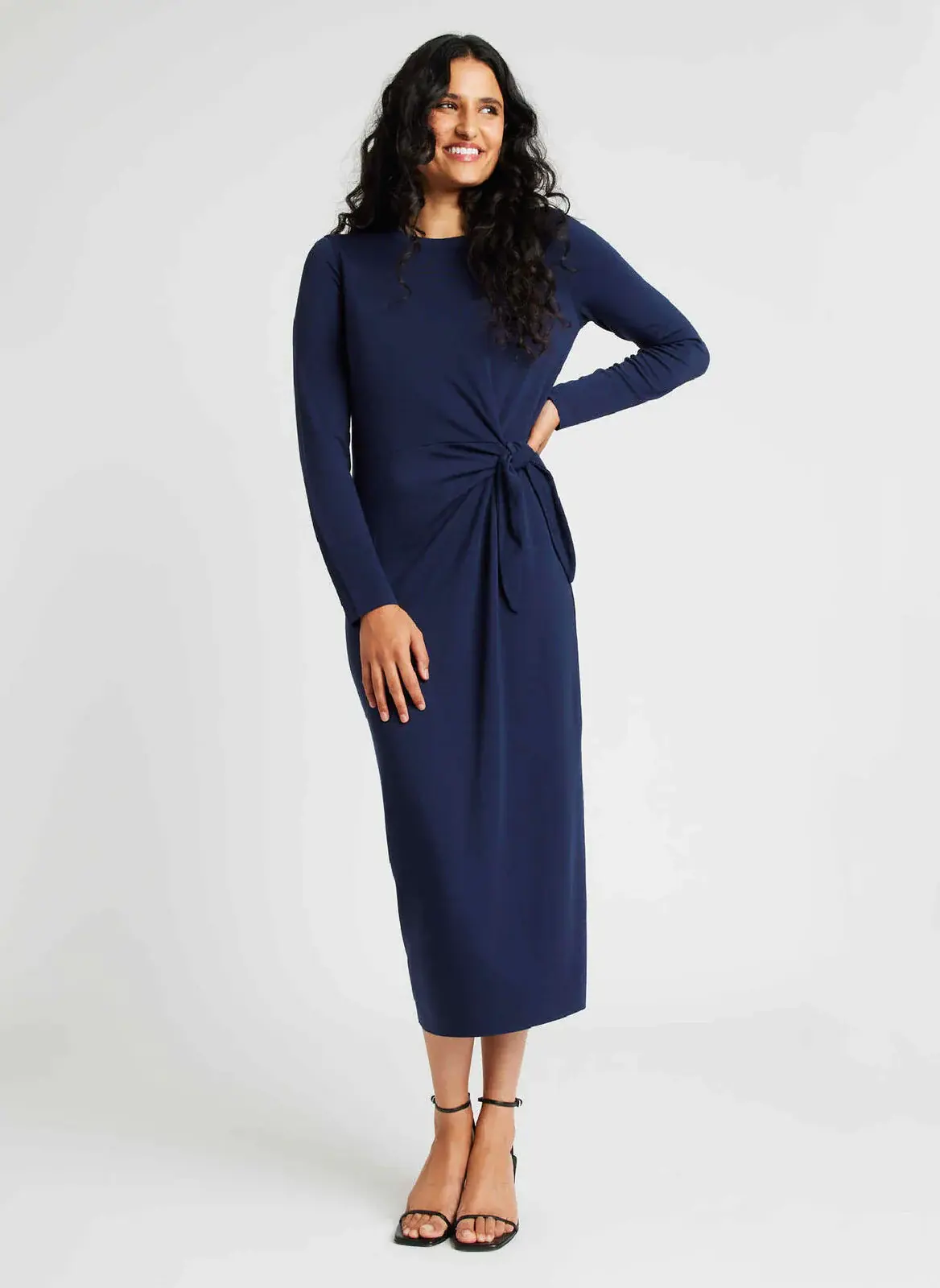 Kit And Ace Brushed Long Sleeve Tie Dress. 1