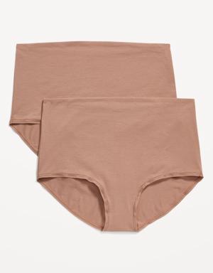 Maternity 2-Pack Rollover-Waist Brief Underwear brown