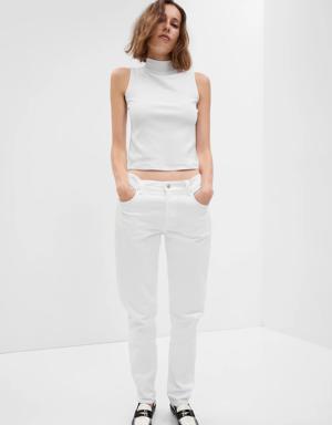 Mid Rise Girlfriend Jeans white