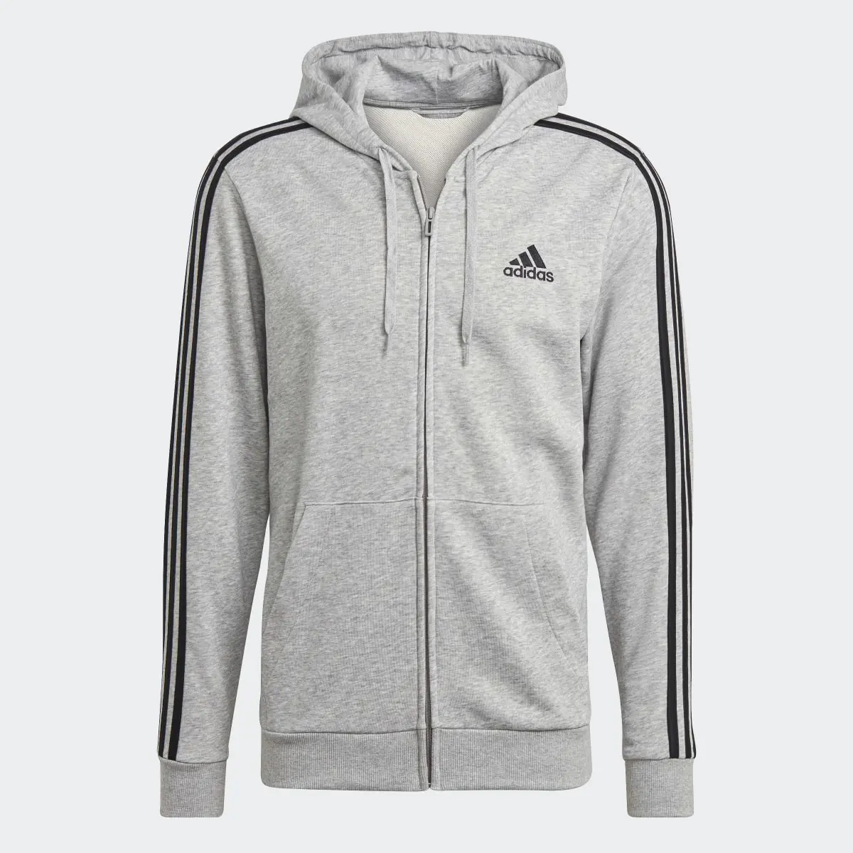 Adidas Essentials French Terry 3-Stripes Full-Zip Hoodie. 1