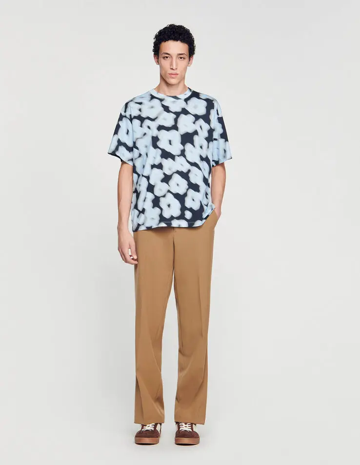 Sandro Blurry floral cotton T-shirt. 1