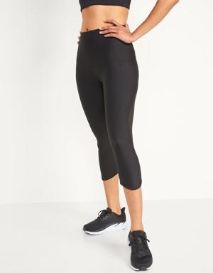 Old Navy High-Waisted PowerSoft Mesh-Panel Crop Leggings for Women black