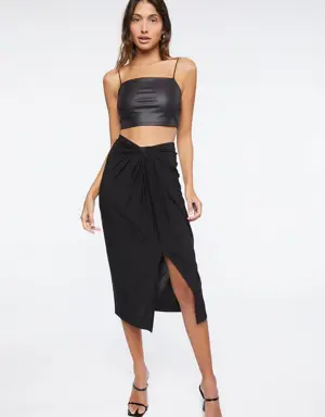 Forever 21 Knotted High Rise Midi Skirt Black