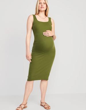 Maternity Square-Neck Rib-Knit Midi Dress green