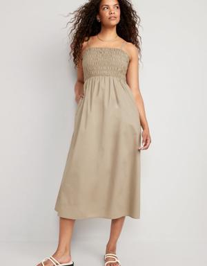 Fit & Flare Smocked Midi Cami Dress for Women brown