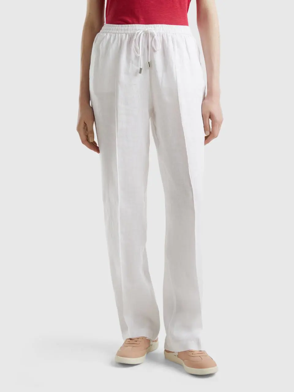 Benetton trousers in pure linen with elastic. 1