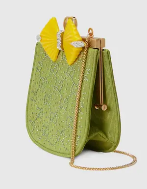 GG moire fabric handbag with bow