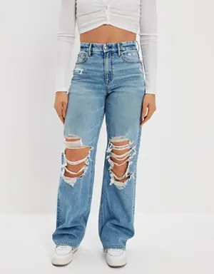 Stretch Curvy Super High-Waisted Baggy Straight Jean