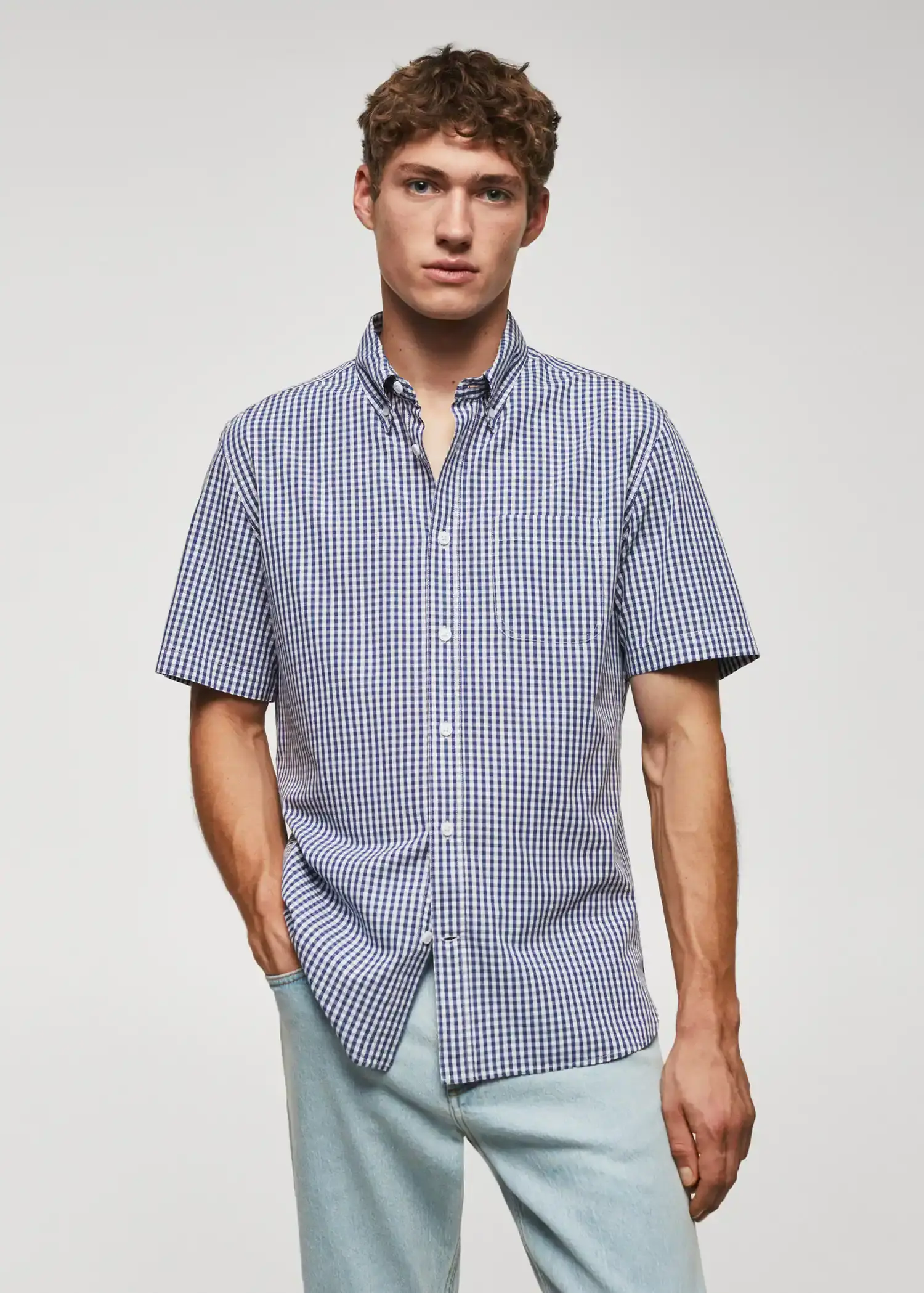 Mango 100% cotton short-sleeved printed shirt. 1