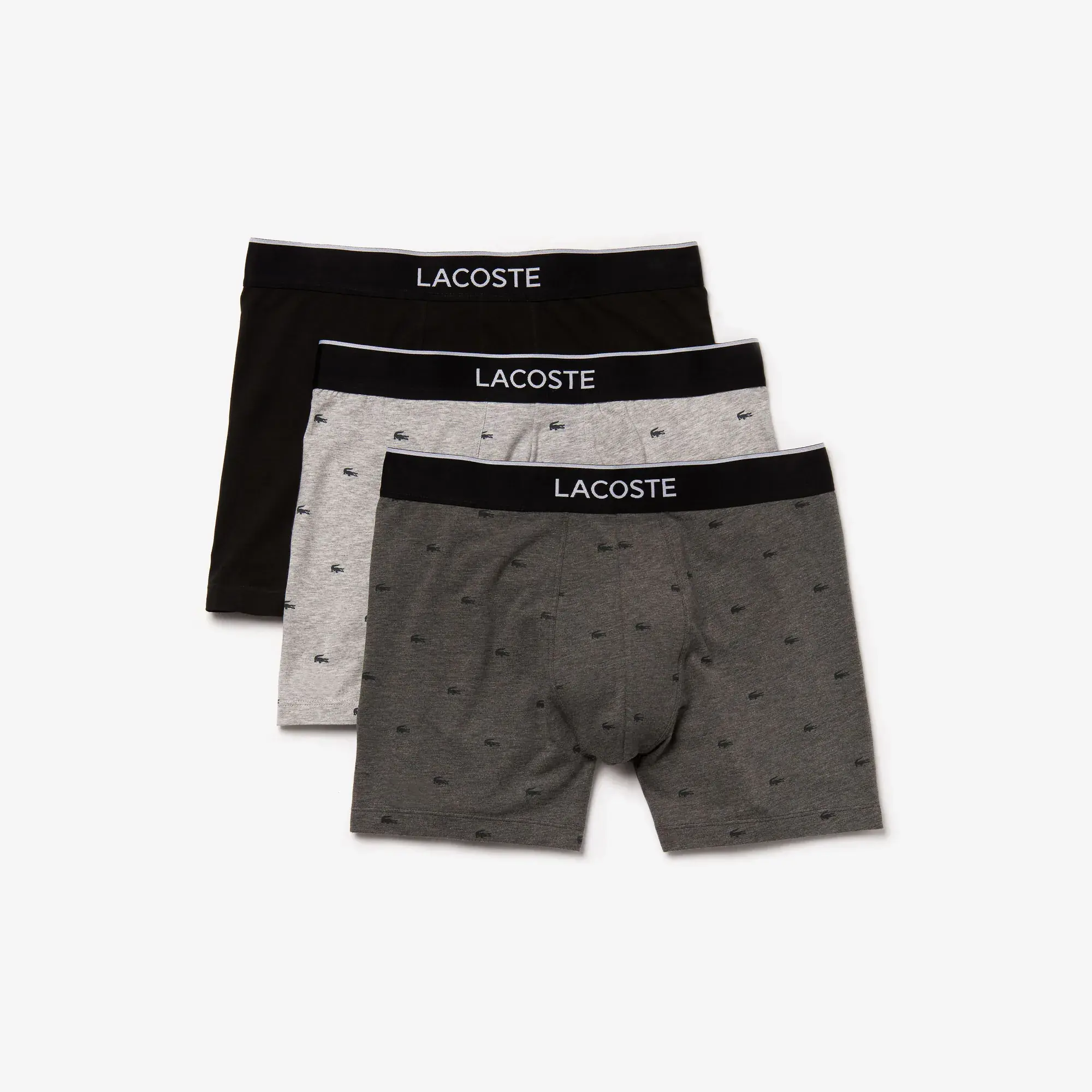 Lacoste Men’s Branded Waist Long Stretch Cotton Boxer Brief 3-Pack. 2