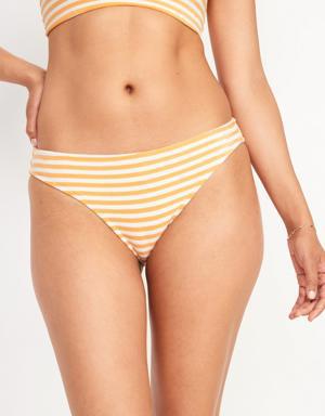 Low-Rise Striped Terry Classic Bikini Swim Bottoms orange