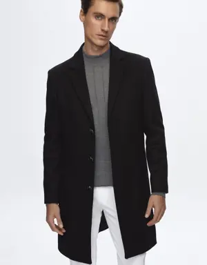 Damat Slim Fit Siyah Kaşmir-Yün Karışımlı Palto