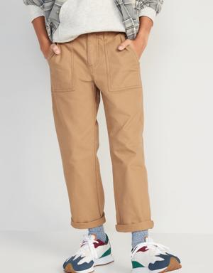 Loose Tapered Canvas Utility Pants for Boys yellow