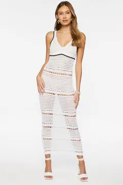 Forever 21 Forever 21 Crochet Semi Sheer Midi Dress Cream. 2