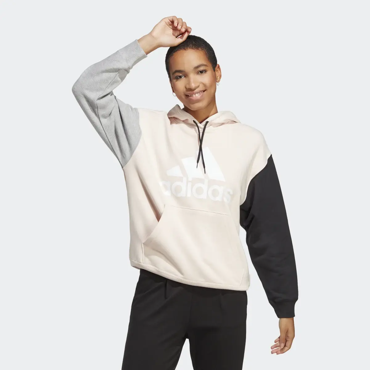 Adidas Sweat-shirt à capuche en molleton oversize à grand logo Essentials. 2