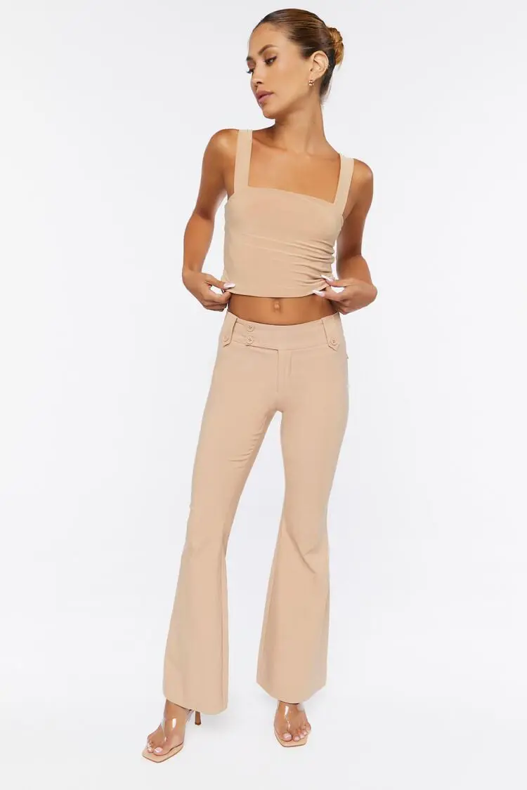 Forever 21 Forever 21 Flare Mid Rise Pants Tan. 1