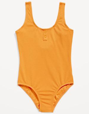One-Piece Henley Swimsuit for Girls multi