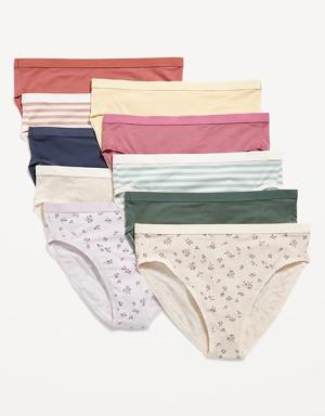 High-Waisted Supima® Cotton-Blend Bikini Underwear 10-Pack for Women