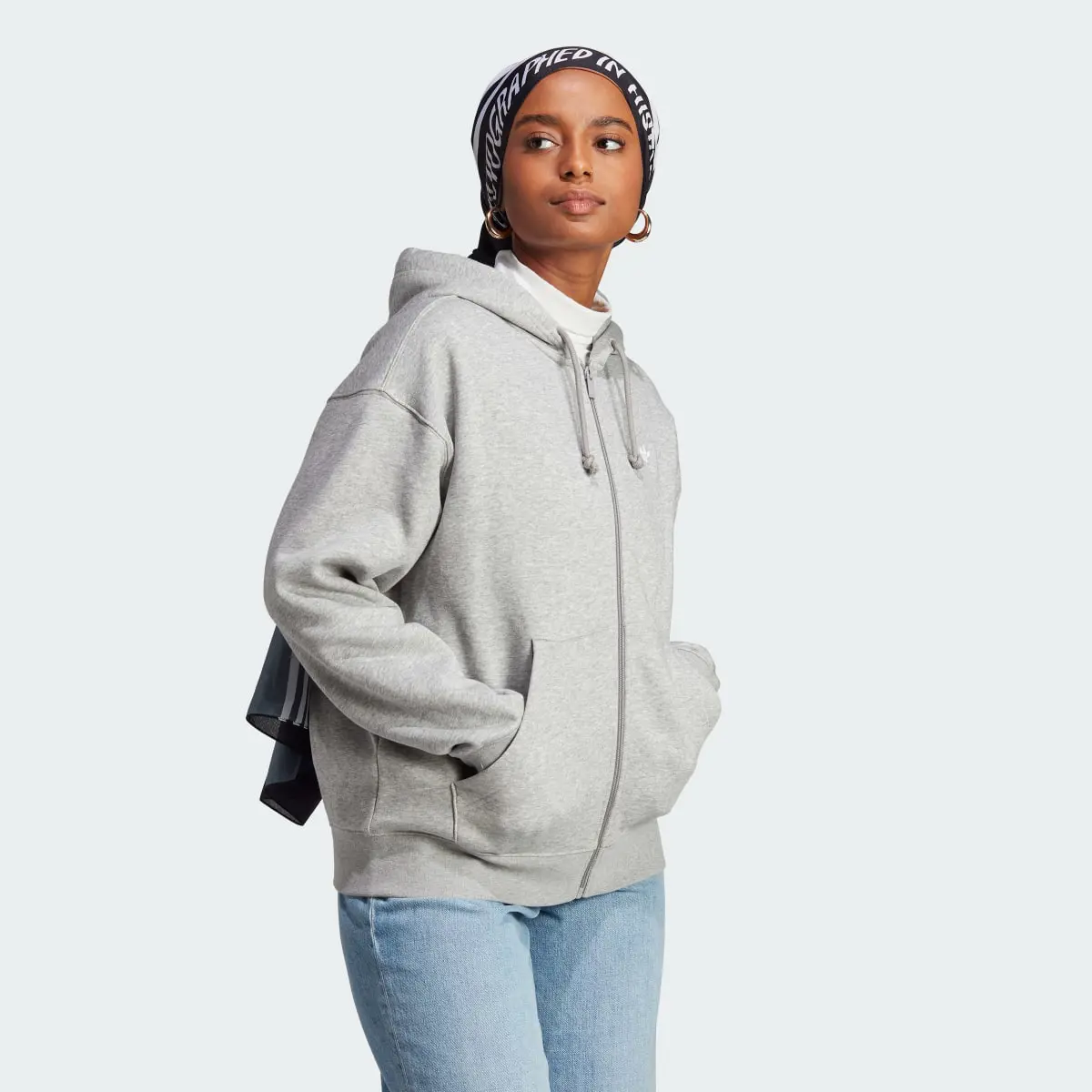 Adidas Essentials Full-Zip Boyfriend Hoodie. 2