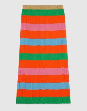 Viscose blend striped skirt