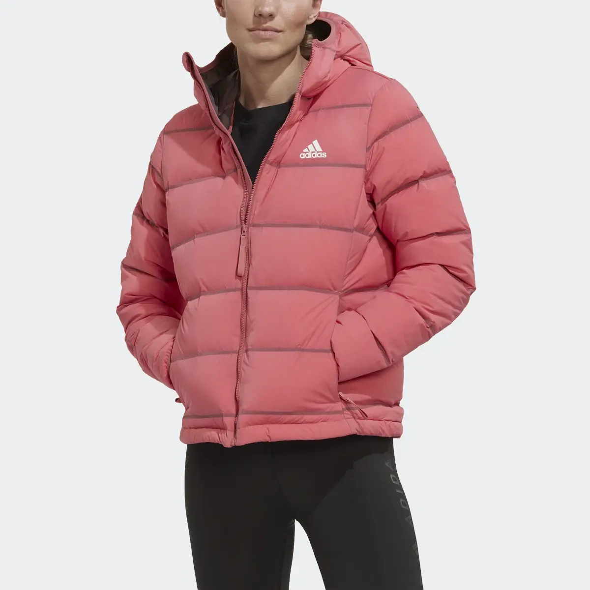 Adidas Helionic Stretch Hooded Down Jacket. 1