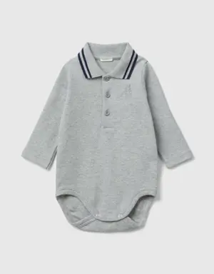 bodysuit polo in organic cotton