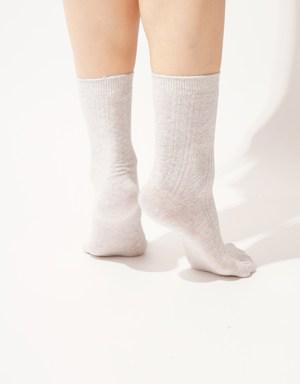 3 lü Paket Kadın Soket Çorap Gri