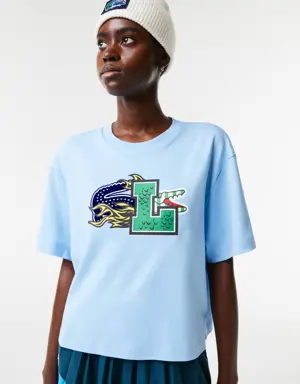 Lacoste T-shirt oversize fit de algodão orgânico Lacoste Holiday para senhora