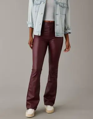 Stretch Vegan Leather Super High-Waisted Kick Boot Pant