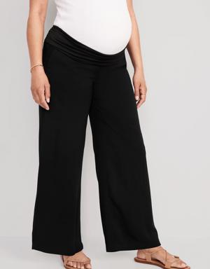 Old Navy Maternity Foldover-Waist Playa Soft-Spun Wide-Leg Pants black