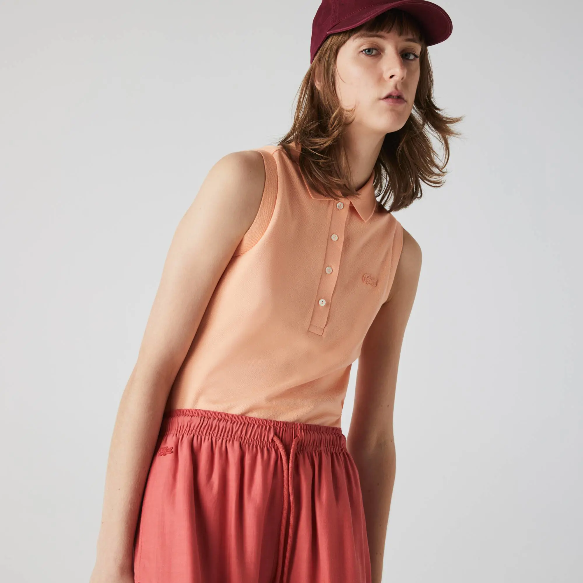 Lacoste Women's Lacoste Slim fit Sleeveless Cotton Piqué Polo Shirt. 1